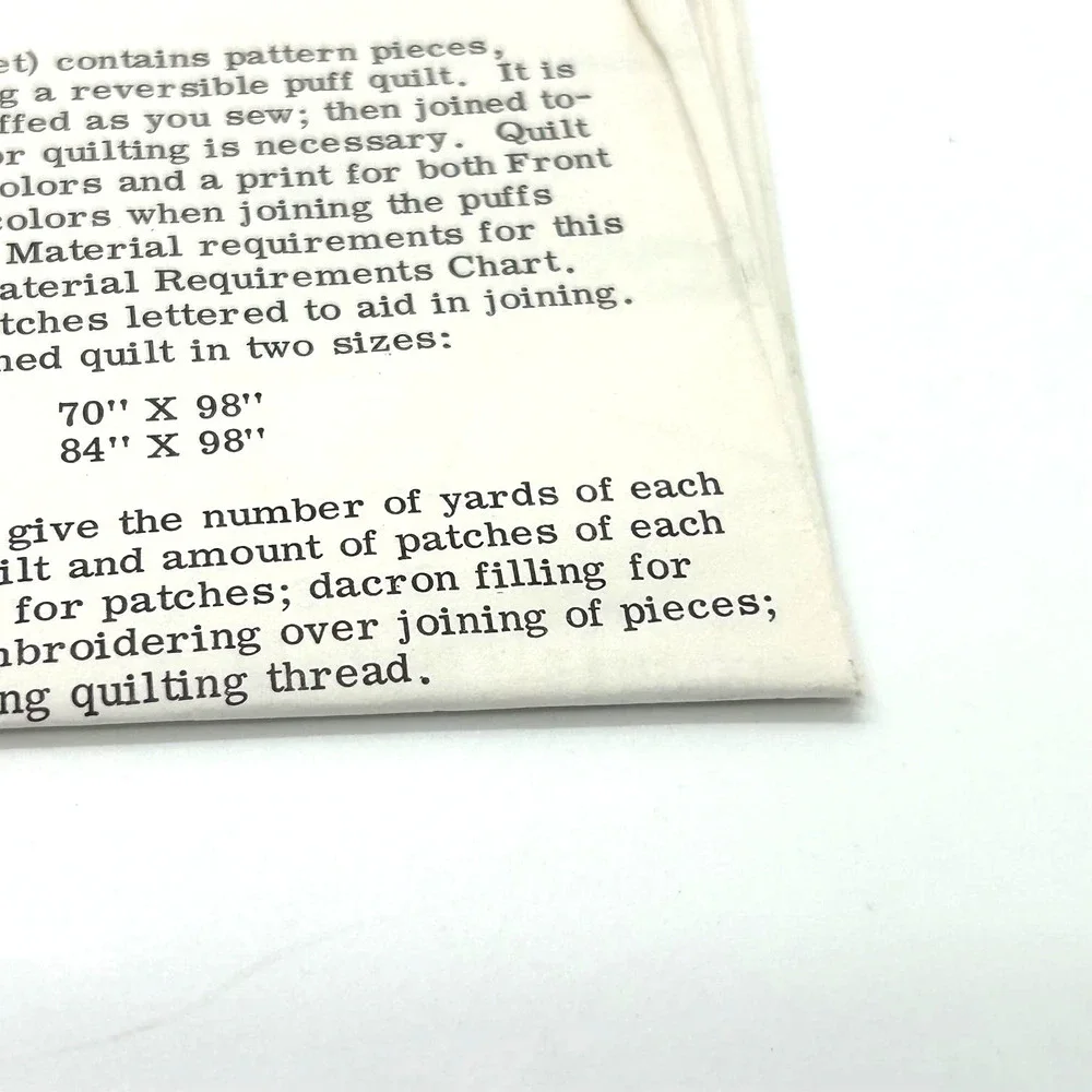 Vintage Reversible Puff Quilt Pattern #932 HTF RARE - Picture 4 of 9